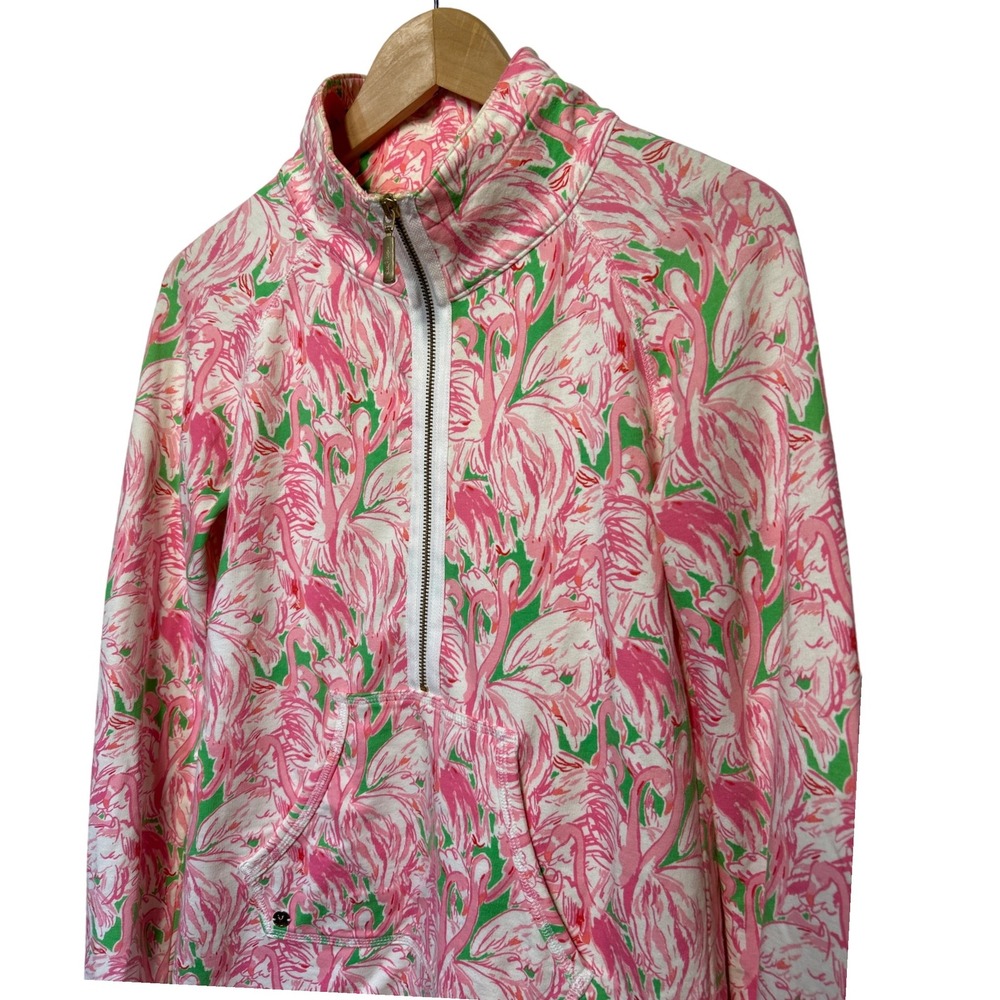 Lilly Pulitzer UPF 50+ Skipper Popover Flamingo Print Half Zip Pullover Size XS